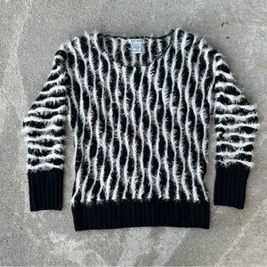 Stylish Black and White Textured Sweater
